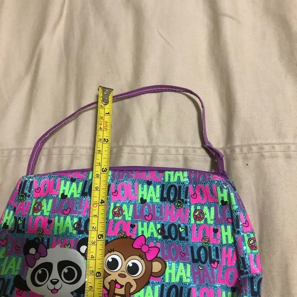 Colorful Kids panda and monkey Print Pouch / little girls purse